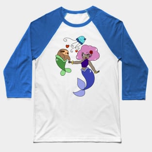 Mermaid Sloth and Jellyfish Baseball T-Shirt